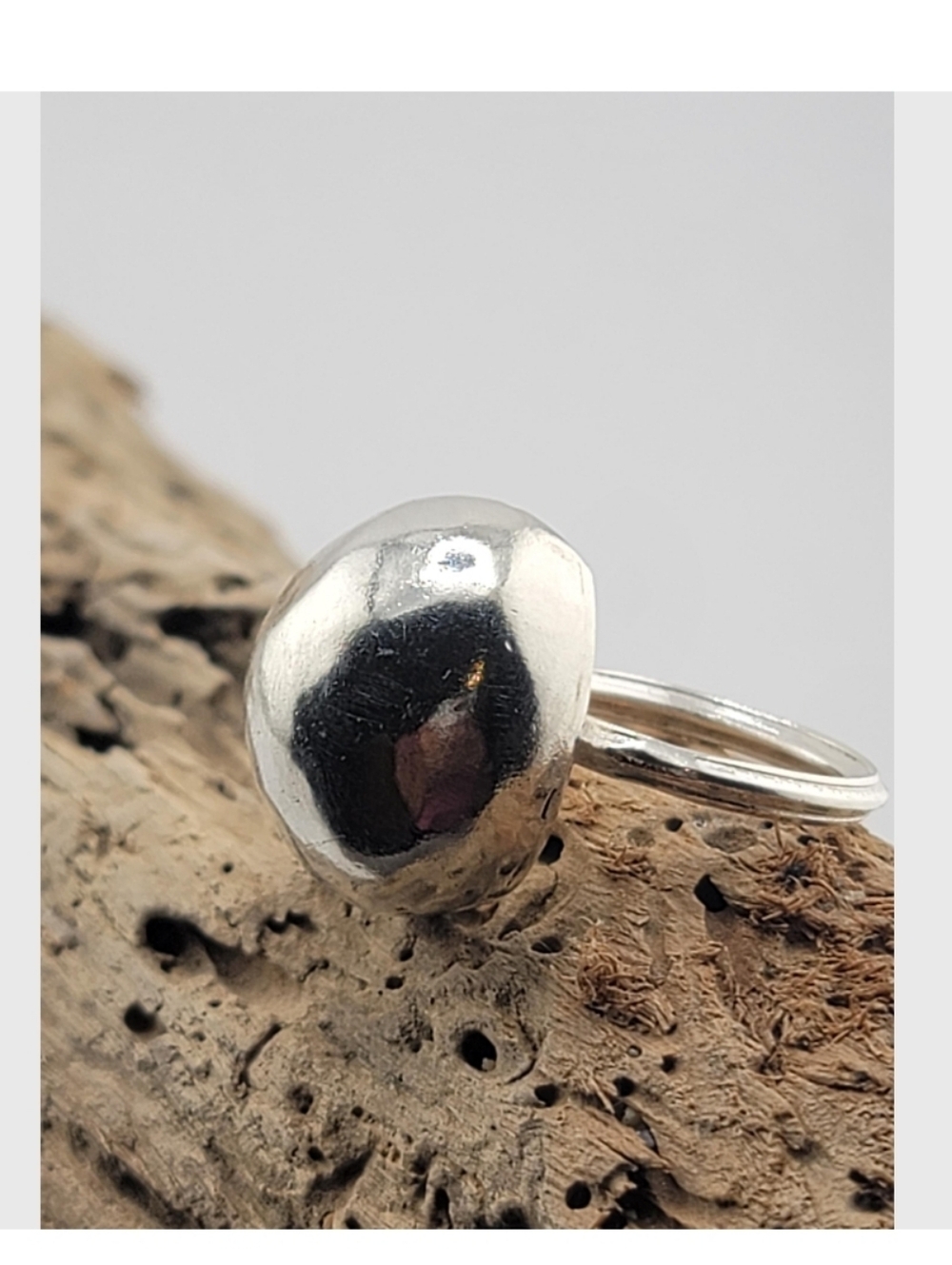 Sterling Silver Dome Ring - Polished Silver Statement Ring Size 8 - Picture 3 of 7